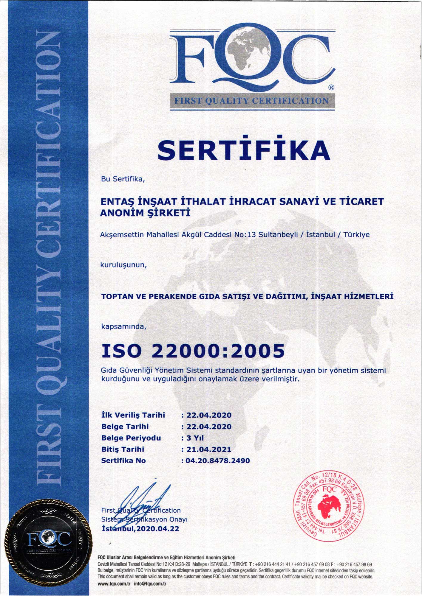 Entas_Sertifika_ISO_22000_2015
